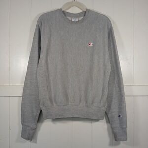 VTG Champion Sweatshirt Reverse Weave Crewneck Pullover Men's Small Gray LS
